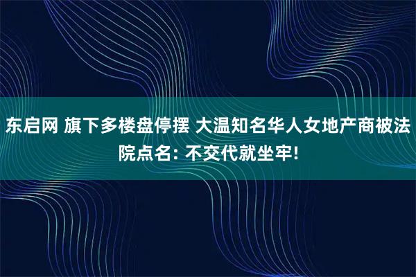 东启网 旗下多楼盘停摆 大温知名华人女地产商被法院点名: 不交代就坐牢!